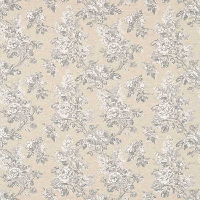 Sorilla Damask Silver/Linen Fabric by Sanderson