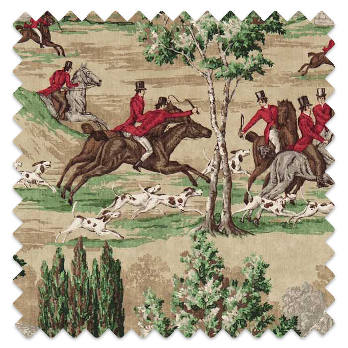 Swatch of Tally Ho Evergreen/Crimson