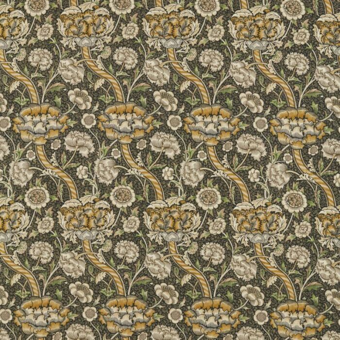 Wandle Charcoal/Mustard Fabric by Morris & Co