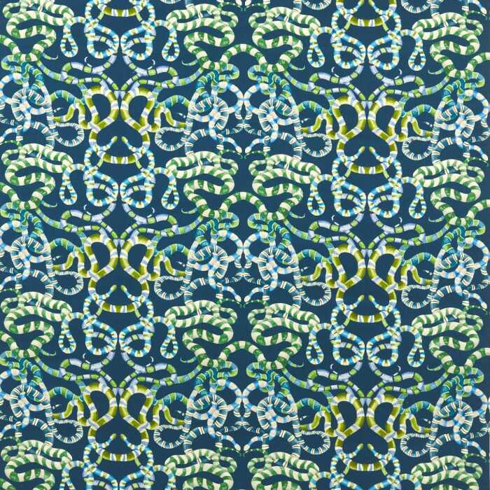 Serpenti Onsen/Emerald/Azul Fabric by Harlequin