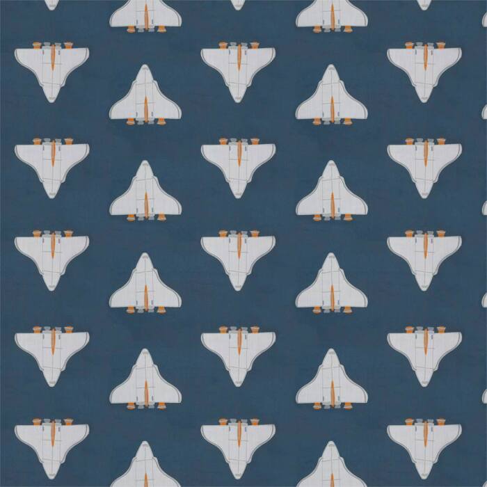 Space Shuttle Apricot/Navy Fabric by Harlequin