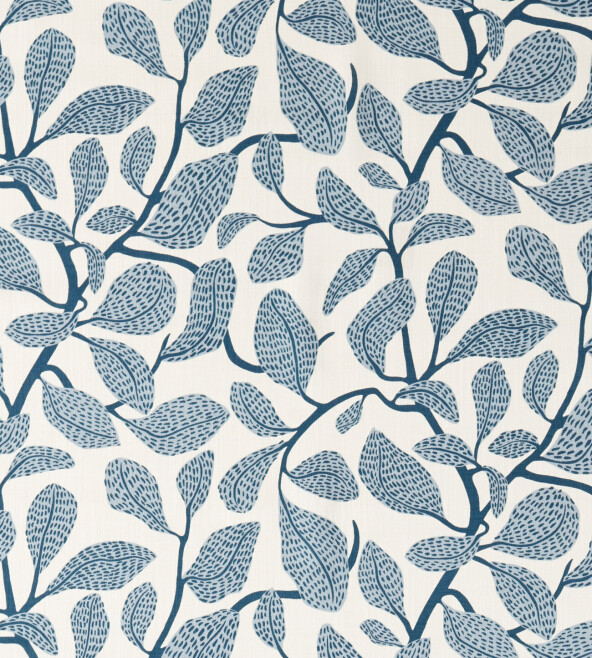 Sweet Bay Print Indigo Fabric by Scion