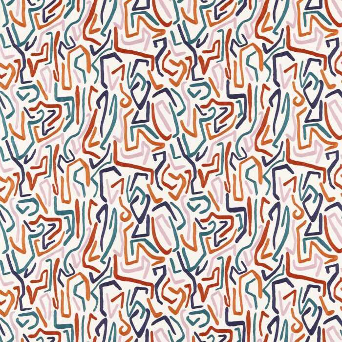 Synchronic Brazillian Rosewood/Onsen/Fire Fabric by Harlequin