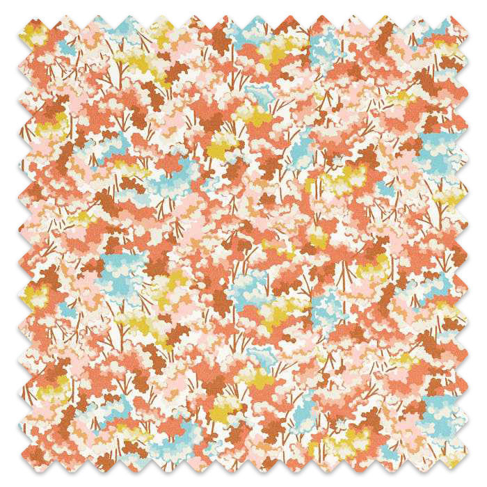 Swatch of Tree Tops Baked Terracotta/Azul/Honey