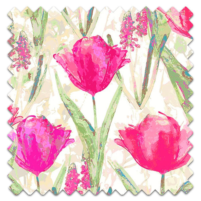 Swatch of Tulips Fuchsia