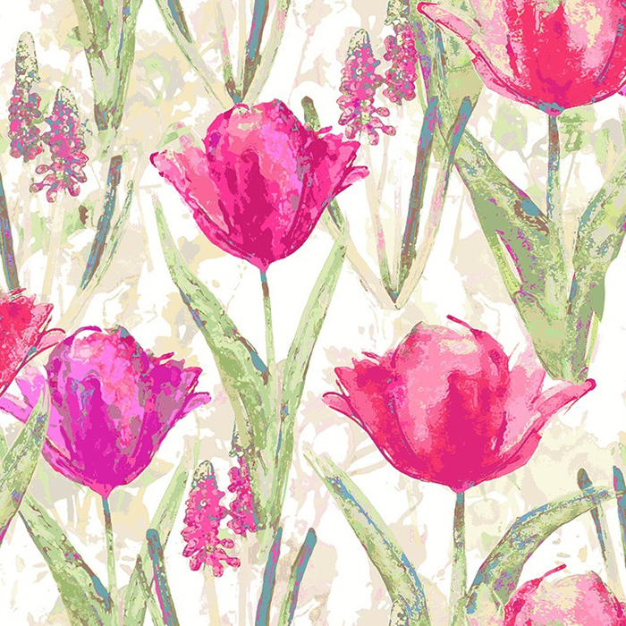 Tulips Fuchsia Fabric by Chess