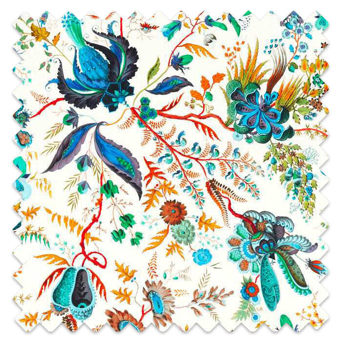 Swatch of Wonderland Floral Lapis/Emerald/Carnelian