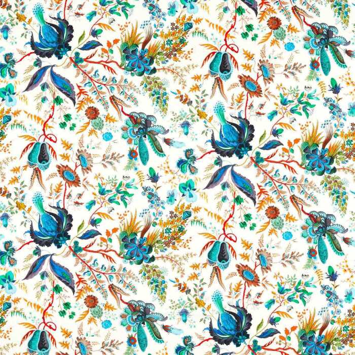 Wonderland Floral Lapis/Emerald/Carnelian Fabric by Harlequin