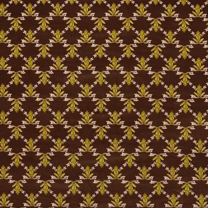 Wood Frog Velvet Chocolate/Pistachio Fabric by Harlequin