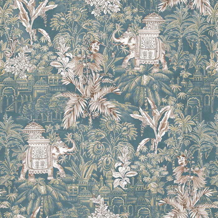Hathi Kingfisher Fabric by Chess