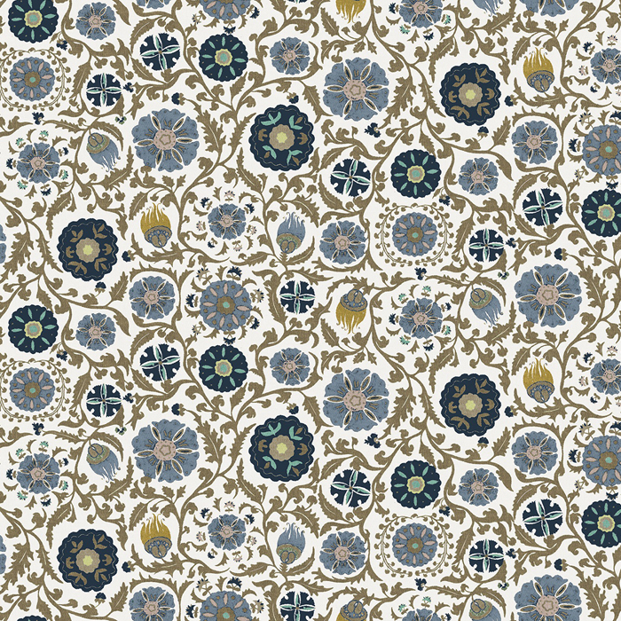 Rosemoor Blue Fabric by Chess