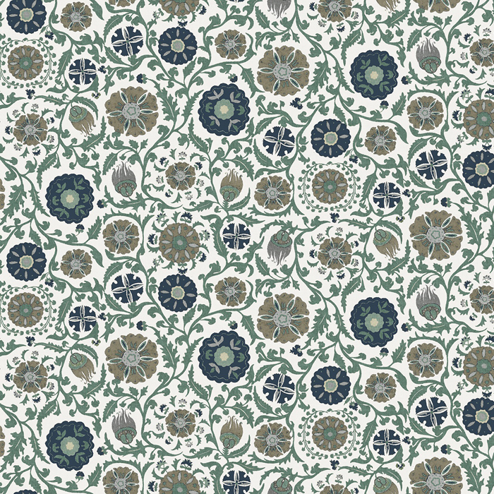 Rosemoor Teal Fabric by Chess