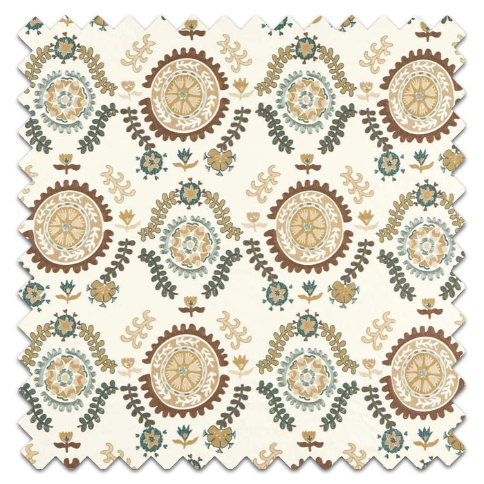 Swatch of Annabels Suzani Embroidery Mineral Gritstone