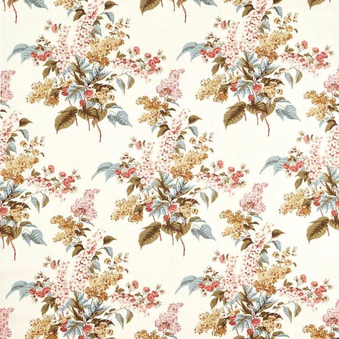 Delphinium And Lilac Madder Rose Sepia Fabric by Sanderson
