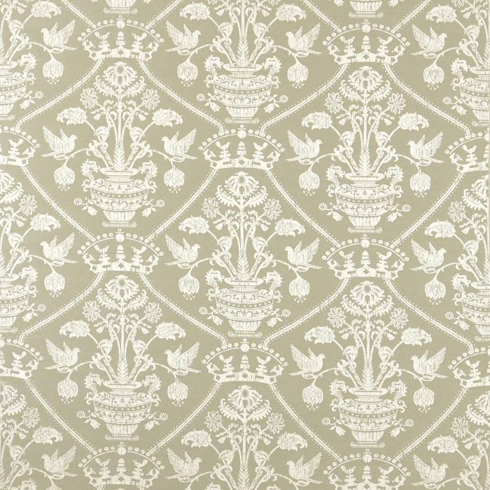 Highgrove Damask Silver Green Fabric by Sanderson