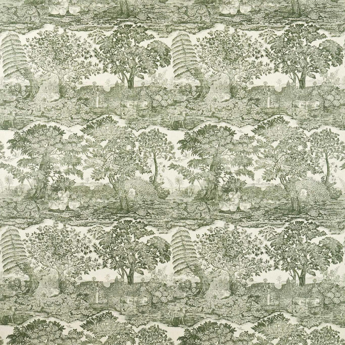 Highgrove Toile Yew Green Fabric by Sanderson