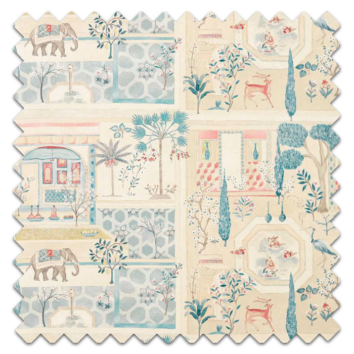 Swatch of Sultans Garden Ruby Teal