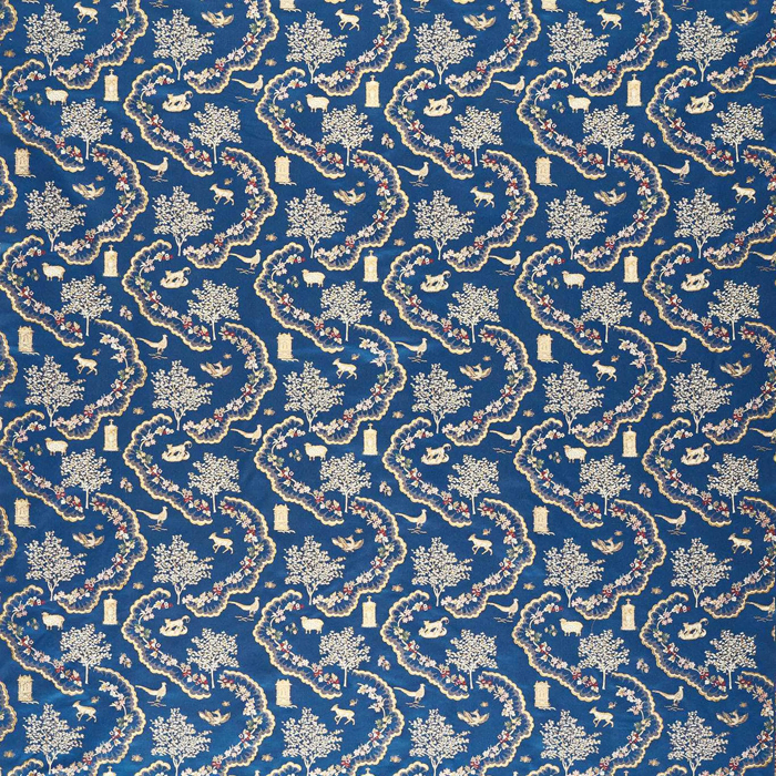 Wildflower Meadow Brocade Sapphire Fabric by Sanderson