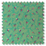 Swatch of Green Birds Sateen by Sara Miller