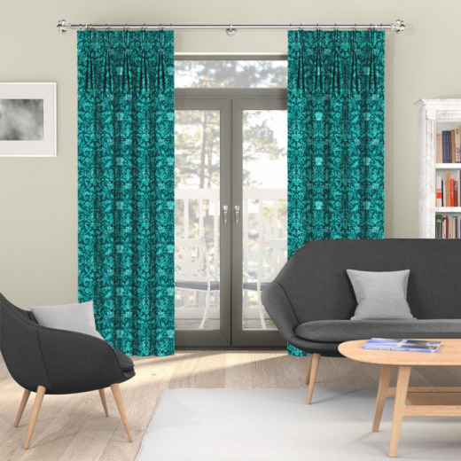 Baroque Velvet Turquoise Curtains