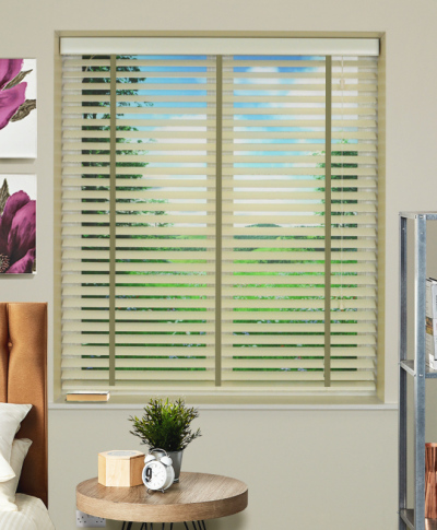 Cream Wood Venetian Blind With Olive Tape