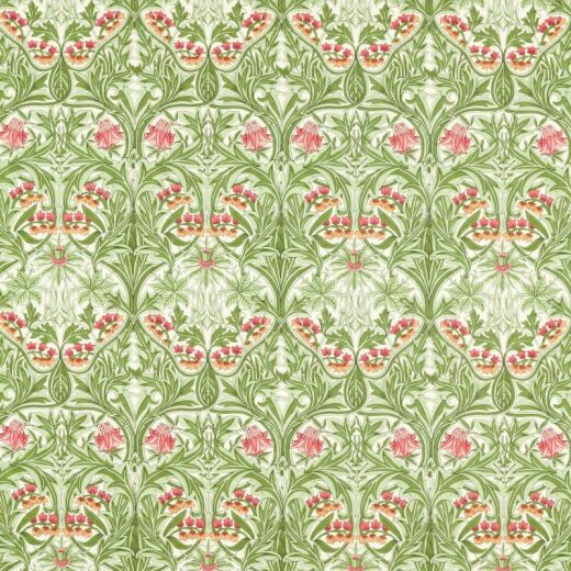 Made To Measure Curtains Bluebell Leaf Green/Sweet Briar