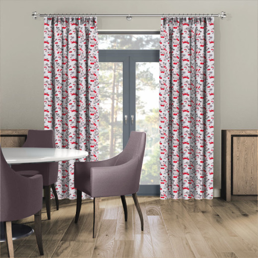 Made To Measure Curtains Cherry Sprig Red