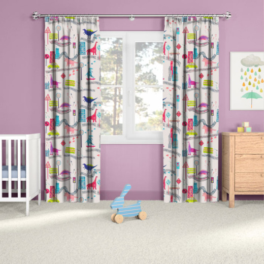 Made To Measure Curtains Dino City Rainbow