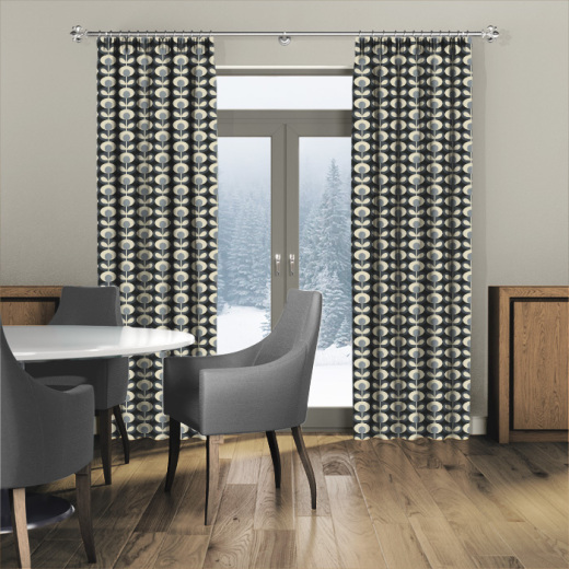 Made To Measure Curtains Orla Kiely Oval Flower Cool Grey