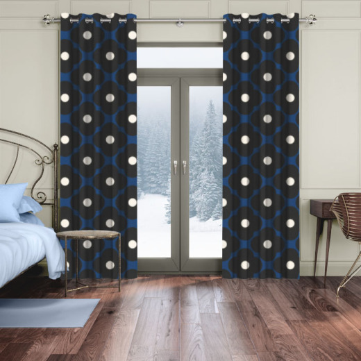 Made To Measure Curtains Orla Kiely Spot Flower Dark Marine