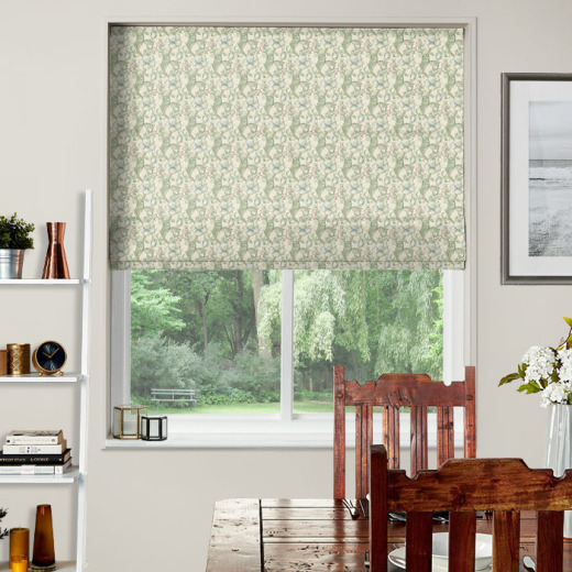 Golden Lily Linen Blush Electric Roman Blind