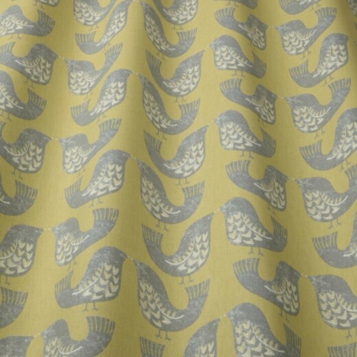 iLiv Scandi Birds Mustard Curtain Fabric