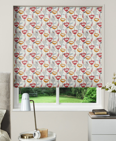 Made To Measure Roman Blind Flower Power Scarlet