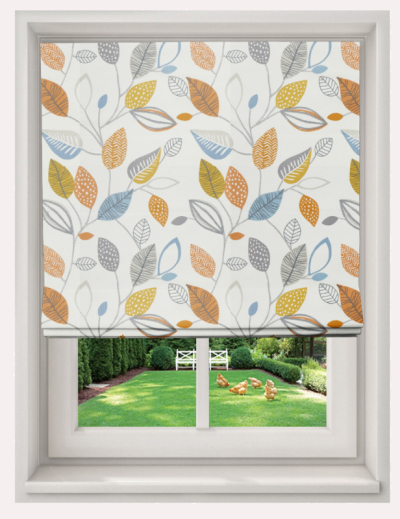 Made To Measure Roman Blind Forest Leaves Tangerine