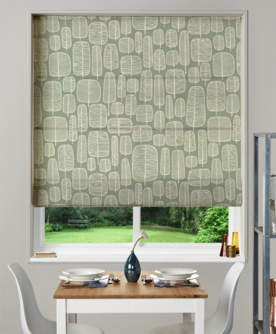 Made To Measure Roman Blind Little Trees English Grey