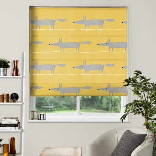 Made To Measure Roman Blind Mr Fox Sunflower Gull Chalk