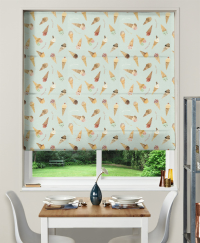 Made To Measure Roman Blinds Ice Cream Parlour Blue