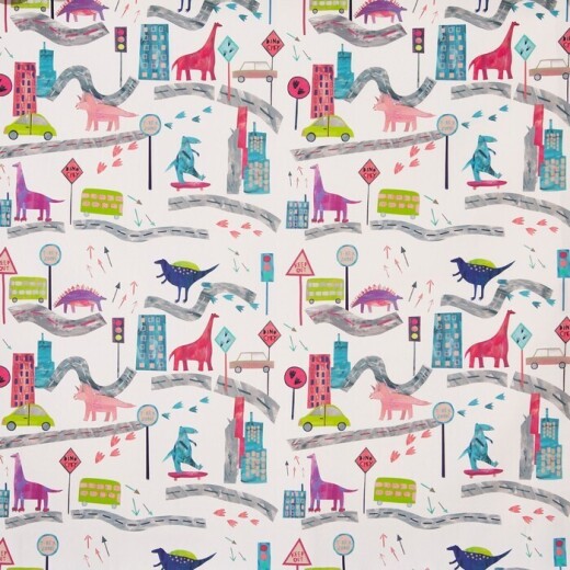 Dino City Rainbow Fabric