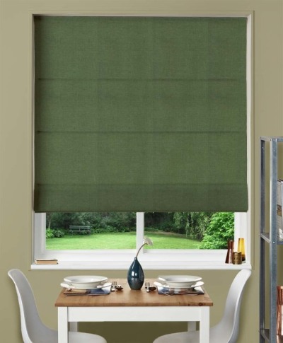 Made To Measure Roman Blind Cotton Panama Bottle Green