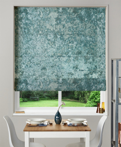 Made To Measure Roman Blind Crush Velvet Azure