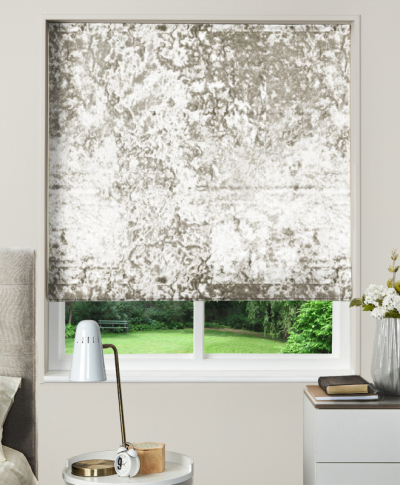 Made To Measure Roman Blind Crush Velvet Pearl