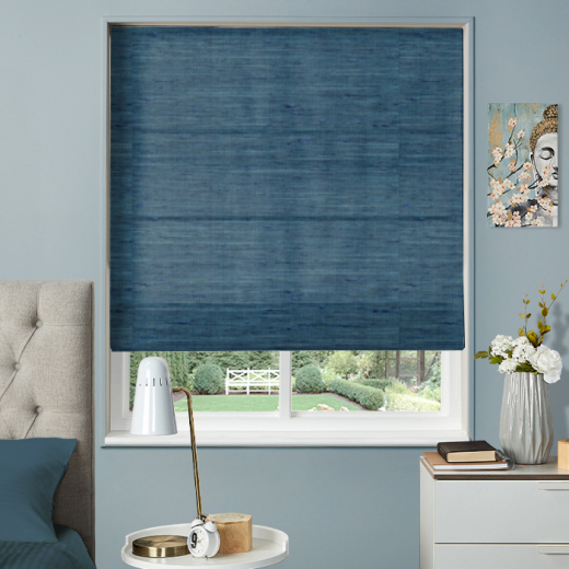 Made To Measure Roman Blind Dupion Faux Silk Airforce
