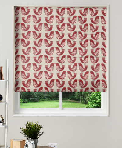 Made To Measure Roman Blind iLiv Scandi Birds Scarlet