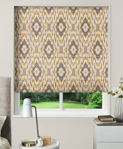 Made To Measure Roman Blind Mosaic Chartreuse Velvet