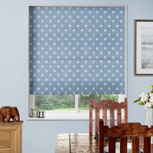Made To Measure Roman Blind Button Spot Blue