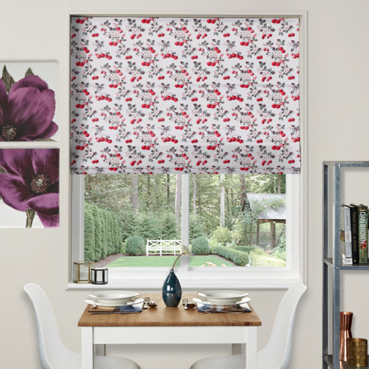 Made To Measure Roman Blind Cherry Sprig Red
