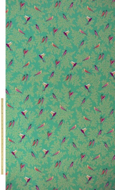 Made To Measure Roman Blinds Green Birds Sateen