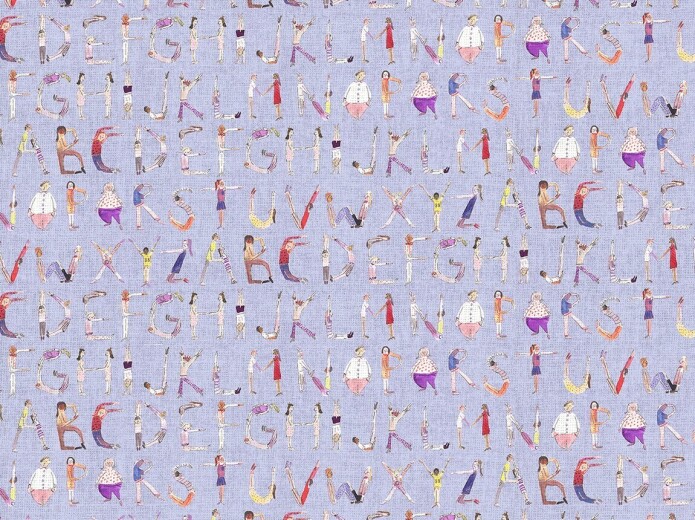 Alphabet People Lilac Fabric