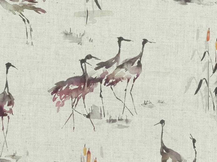 Cranes Linen Tourmaline Fabric