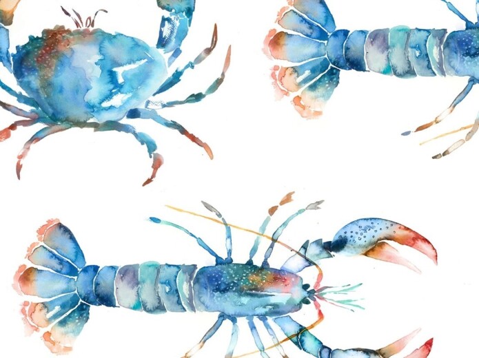 Crustaceans Cobalt Fabric